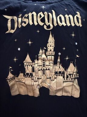 Disney Black Tee with Gold Disneyland Castle Graphic